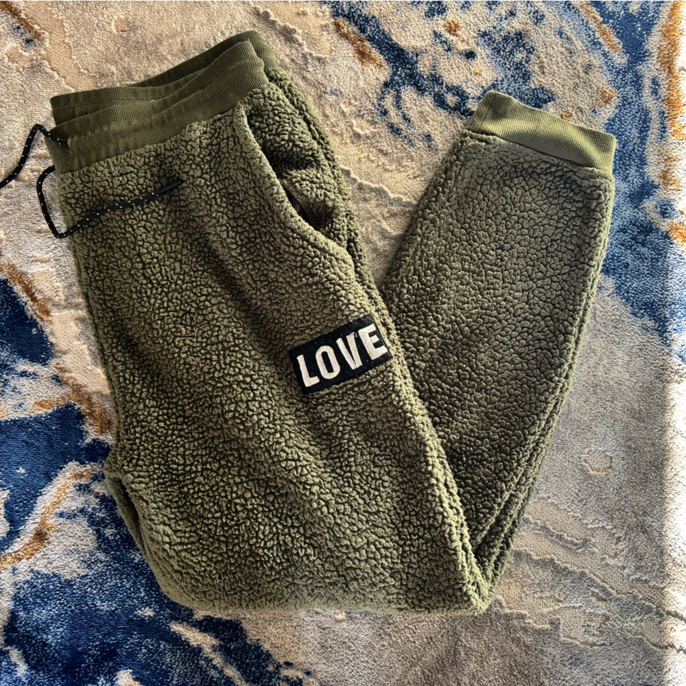 No Boundaries Olive Green Sherpa Joggers